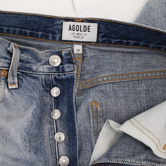 Agolde Jeans Women 24 Jamie High Rise Classic Distressed Straight Leg Button Fly - Picture 8 of 11